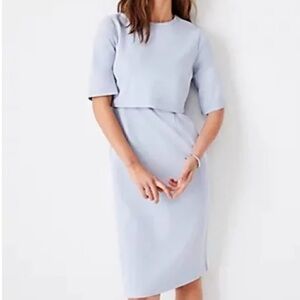 Ann Taylor NWT Light Blue Short Sleeve Dress with Overlay Bodice